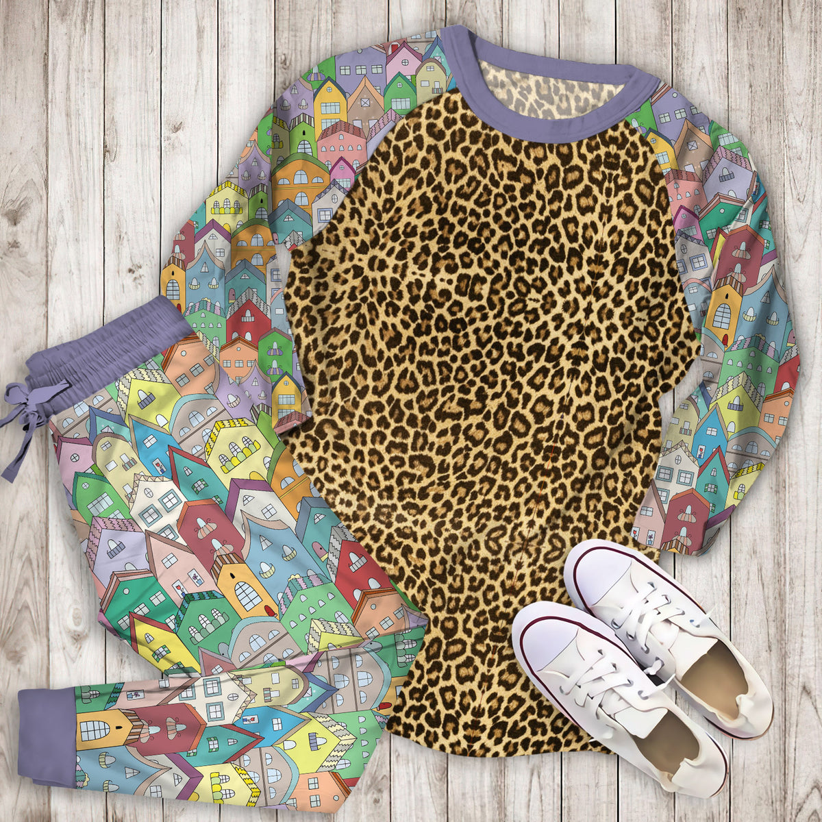 Home Cheetah RePajama Set | Pajamas | Cotton Sleepwear Sets | Soft Long Sleeve Pjs | Raglan Shirt and Pants Set