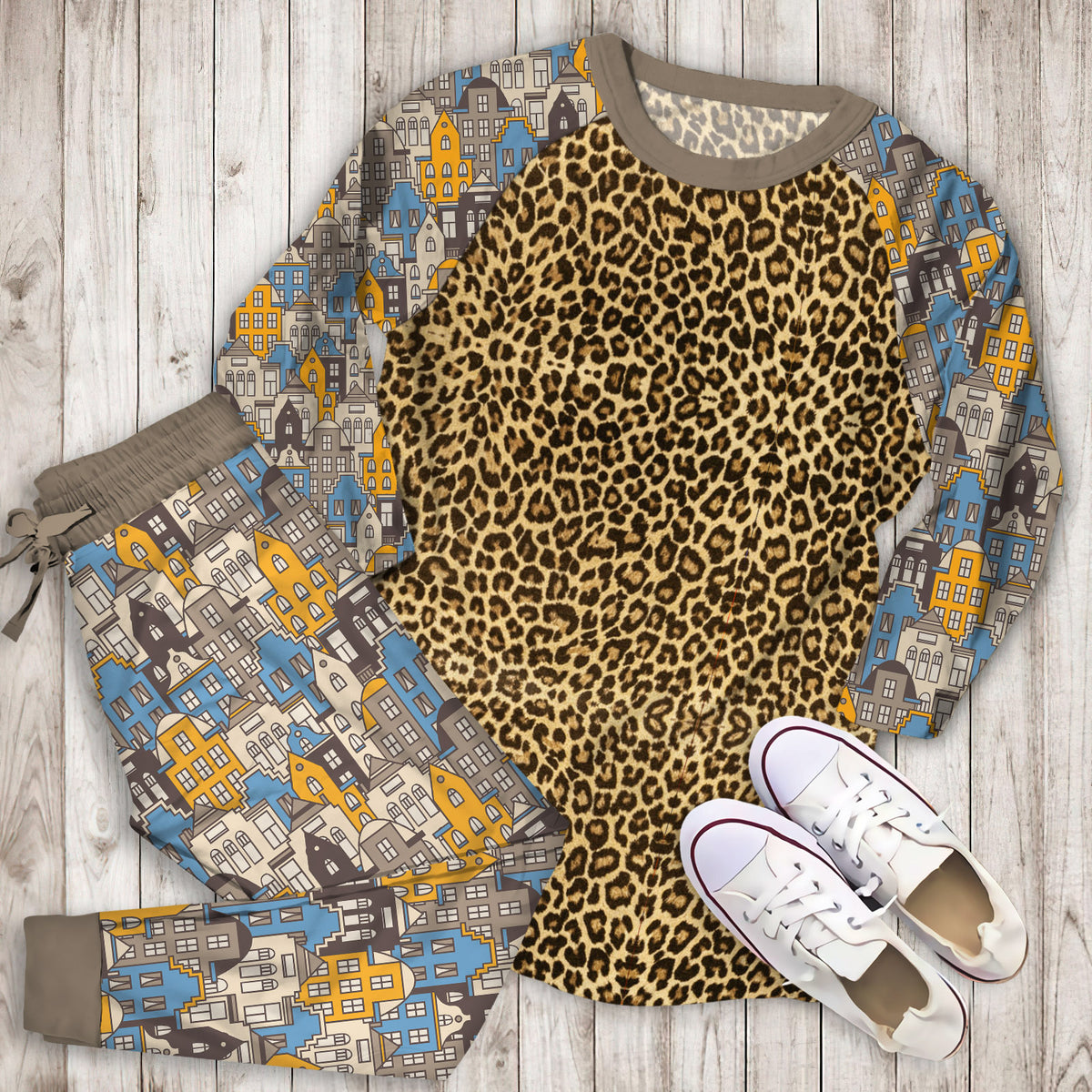 Home Cheetah RePajama Set | Pajamas | Cotton Sleepwear Sets | Soft Long Sleeve Pjs | Raglan Shirt and Pants Set