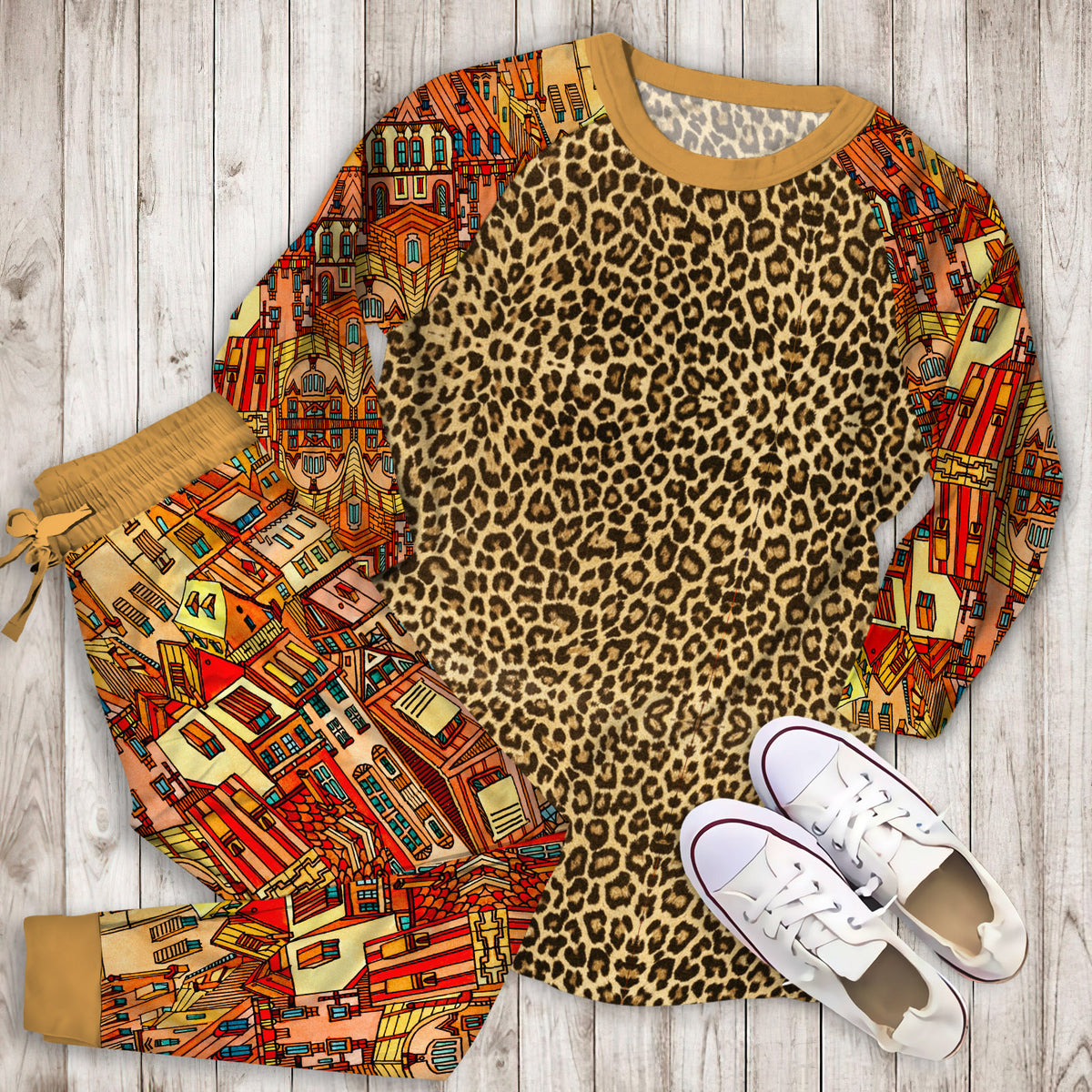 Home Cheetah RePajama Set | Pajamas | Cotton Sleepwear Sets | Soft Long Sleeve Pjs | Raglan Shirt and Pants Set