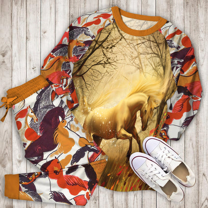 Horse Pajama Set | Pajamas | Cotton Sleepwear Sets | Soft Long Sleeve Pjs | Raglan Shirt and Pants Set