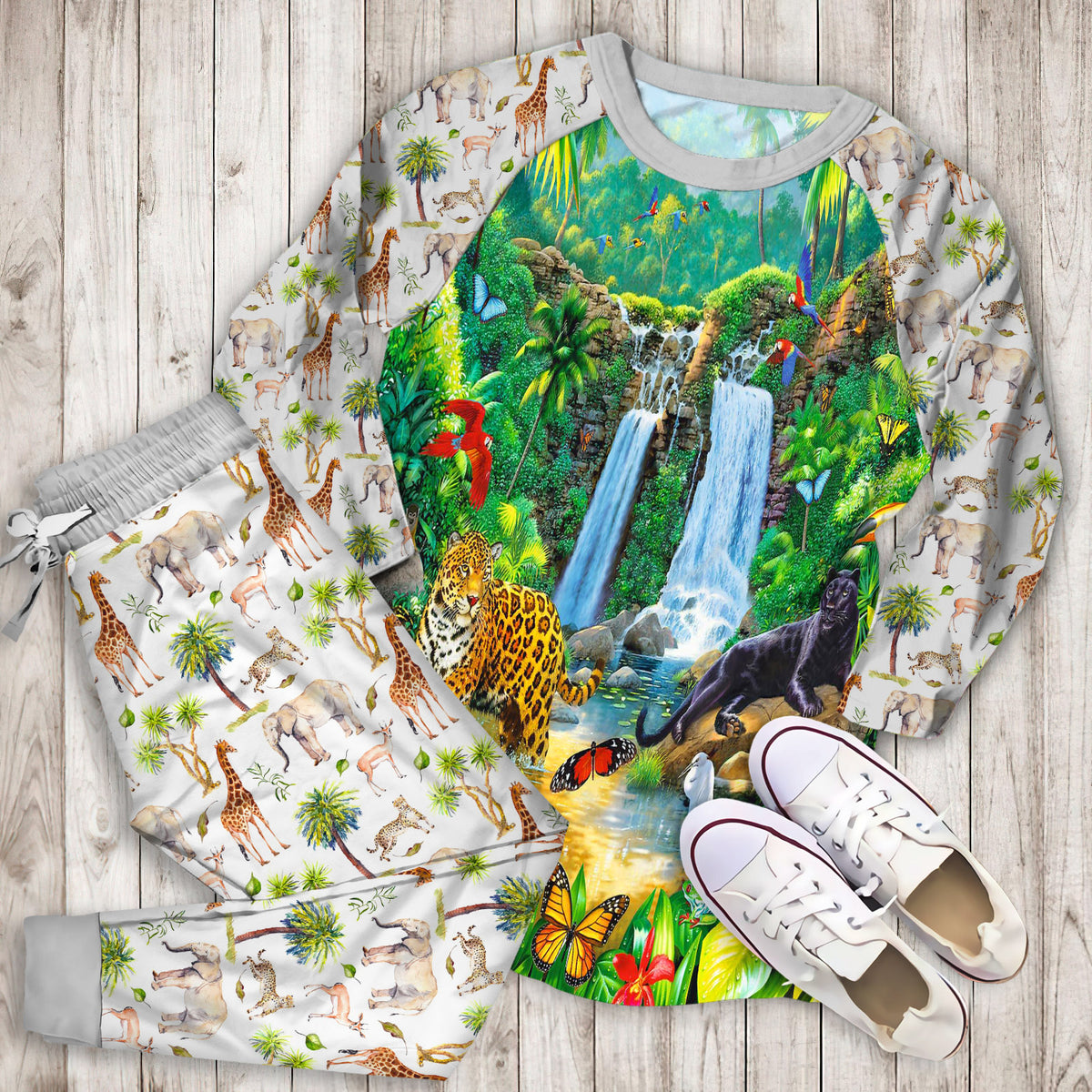 Animal Pajama Set | Pajamas | Cotton Sleepwear Sets | Soft Long Sleeve Pjs | Raglan Shirt and Pants Set