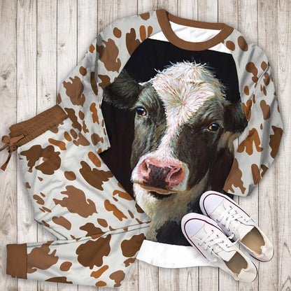 Cow Pajama Set |Sleepwear Pjs Sets | Raglan Shirt Pants Set