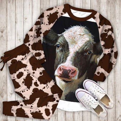 Cow Pajama Set |Sleepwear Pjs Sets | Raglan Shirt Pants Set