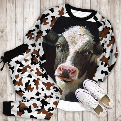 Cow Pajama Set |Sleepwear Pjs Sets | Raglan Shirt Pants Set