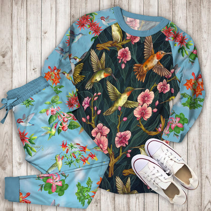 Humming Bird Pajama Set | Pajamas | Cotton Sleepwear Sets | Soft Long Sleeve Pjs | Raglan Shirt and Pants Set