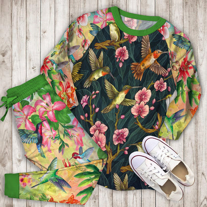 Humming Bird Pajama Set | Pajamas | Cotton Sleepwear Sets | Soft Long Sleeve Pjs | Raglan Shirt and Pants Set