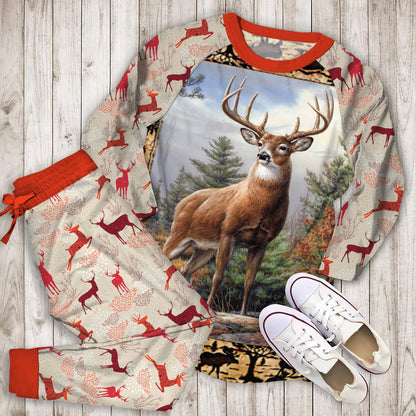 Woodside Deer Pajama Set |Sleepwear Pjs Sets | Raglan Shirt Pants Set