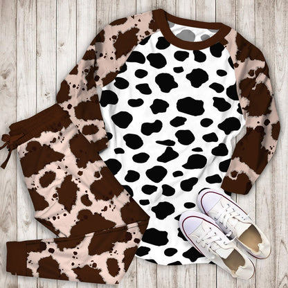 Black And White Cow Pajama Set |Sleepwear Pjs Sets | Raglan Shirt Pants Set