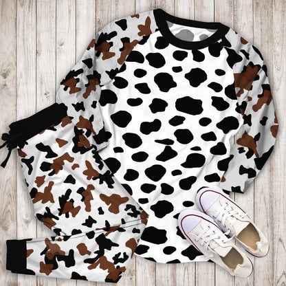 Black And White Cow Pajama Set |Sleepwear Pjs Sets | Raglan Shirt Pants Set