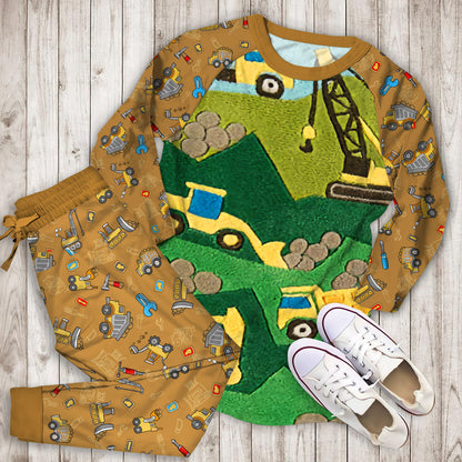 Construction Site Pajama Set |Sleepwear Pjs Sets | Raglan Shirt Pants Set