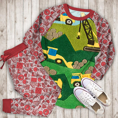Construction Site Pajama Set |Sleepwear Pjs Sets | Raglan Shirt Pants Set