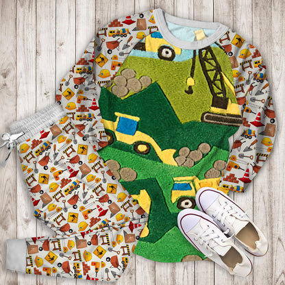 Construction Site Pajama Set |Sleepwear Pjs Sets | Raglan Shirt Pants Set