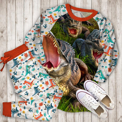 Crocodile Pajama Set |Sleepwear Pjs Sets | Raglan Shirt Pants Set