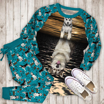 Husky Baby And Adult Pajama Set |Sleepwear Pjs Sets | Raglan Shirt Pants Set