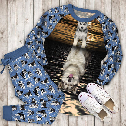 Husky Baby And Adult Pajama Set |Sleepwear Pjs Sets | Raglan Shirt Pants Set