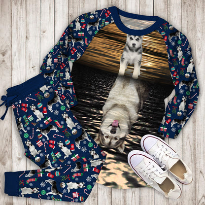 Husky Baby And Adult Pajama Set |Sleepwear Pjs Sets | Raglan Shirt Pants Set