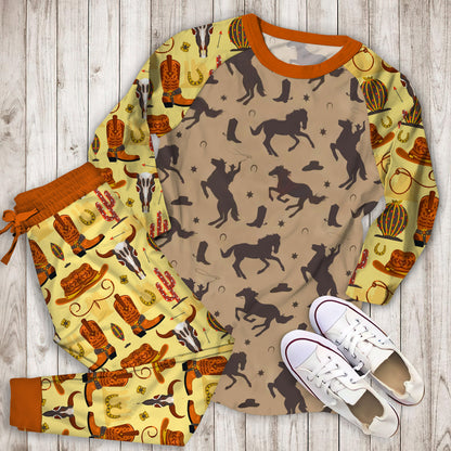 Western Cowboy Pajama Set |Sleepwear Pjs Sets | Raglan Shirt Pants Set