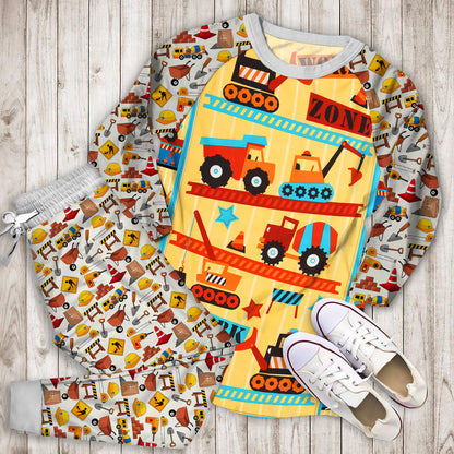 Construction Truck Pajama Set |Sleepwear Pjs Sets | Raglan Shirt Pants Set
