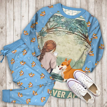 Corgi And She Lived Happily Ever After Pajama Set | Pajamas | Cotton Sleepwear Sets | Soft Long Sleeve Pjs | Raglan Shirt and Pants Set