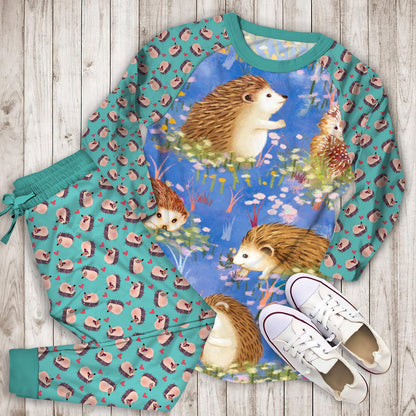 Hedgehog Pajama Set |Sleepwear Pjs Sets | Raglan Shirt Pants Set