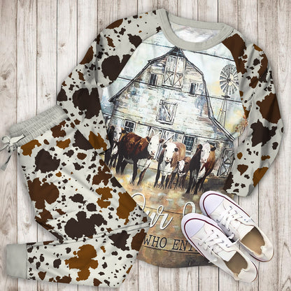 Cow Farm Pajama Set |Sleepwear Pjs Sets | Raglan Shirt Pants Set