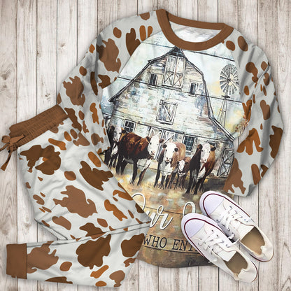 Cow Farm Pajama Set |Sleepwear Pjs Sets | Raglan Shirt Pants Set