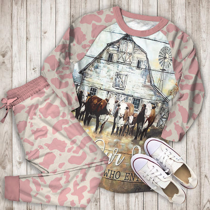 Cow Farm Pajama Set |Sleepwear Pjs Sets | Raglan Shirt Pants Set