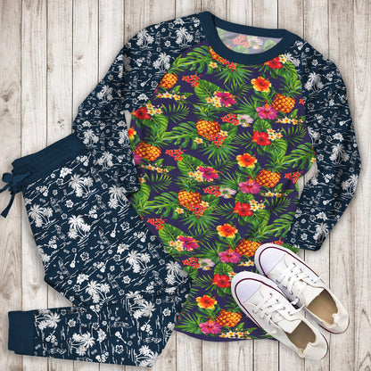 Aloha Hawaii Tropical Pajama Set | Pajamas | Cotton Sleepwear Sets | Soft Long Sleeve Pjs | Raglan Shirt and Pants Set