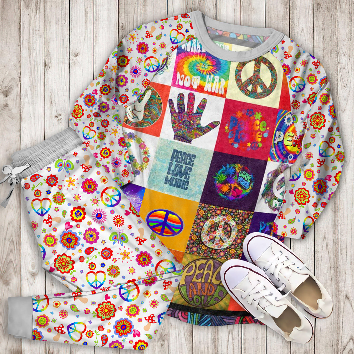 Hippie Really Amazing Pajama Set | Pajamas | Cotton Sleepwear Sets | Soft Long Sleeve Pjs | Raglan Shirt and Pants Set