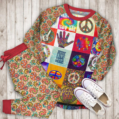 Hippie Really Amazing Pajama Set | Pajamas | Cotton Sleepwear Sets | Soft Long Sleeve Pjs | Raglan Shirt and Pants Set
