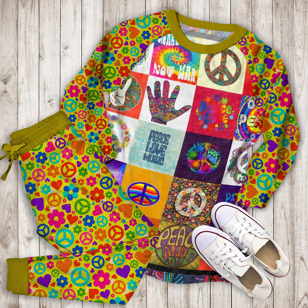 Hippie Really Amazing Pajama Set | Pajamas | Cotton Sleepwear Sets | Soft Long Sleeve Pjs | Raglan Shirt and Pants Set