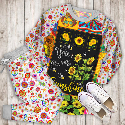 Hippie Sunflower Secret Pajama Set |Sleepwear Pjs Sets | Raglan Shirt Pants Set