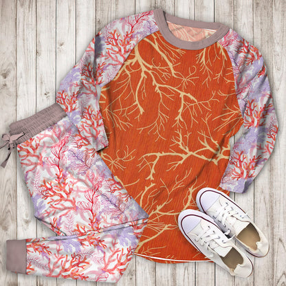 Coral Reef Pajama Set | Pajamas | Cotton Sleepwear Sets | Soft Long Sleeve Pjs | Raglan Shirt and Pants Set