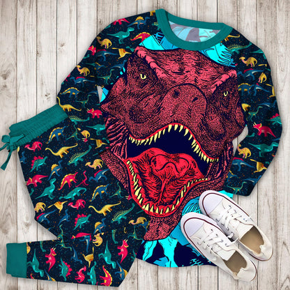 Dinosaur Pajama Set | Pajamas | Cotton Sleepwear Sets | Soft Long Sleeve Pjs | Raglan Shirt and Pants Set