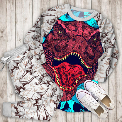 Dinosaur Pajama Set | Pajamas | Cotton Sleepwear Sets | Soft Long Sleeve Pjs | Raglan Shirt and Pants Set