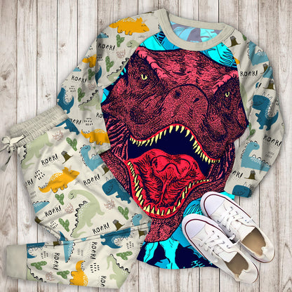 Dinosaur Pajama Set | Pajamas | Cotton Sleepwear Sets | Soft Long Sleeve Pjs | Raglan Shirt and Pants Set