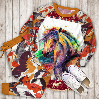 Horse Horse Pajama Set | Pajamas | Cotton Sleepwear Sets | Soft Long Sleeve Pjs | Raglan Shirt and Pants Set