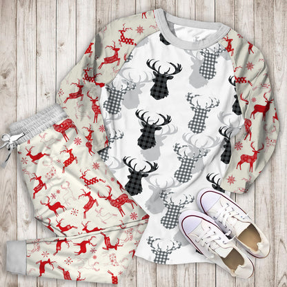 Deer Pajama Set | Pajamas | Cotton Sleepwear Sets | Soft Long Sleeve Pjs | Raglan Shirt and Pants Set