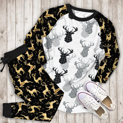 Deer Pajama Set | Pajamas | Cotton Sleepwear Sets | Soft Long Sleeve Pjs | Raglan Shirt and Pants Set