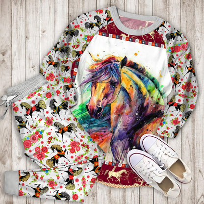 Horse Horse Pajama Set | Pajamas | Cotton Sleepwear Sets | Soft Long Sleeve Pjs | Raglan Shirt and Pants Set