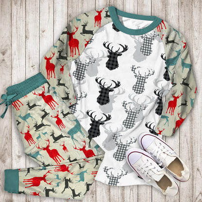 Deer Pajama Set | Pajamas | Cotton Sleepwear Sets | Soft Long Sleeve Pjs | Raglan Shirt and Pants Set