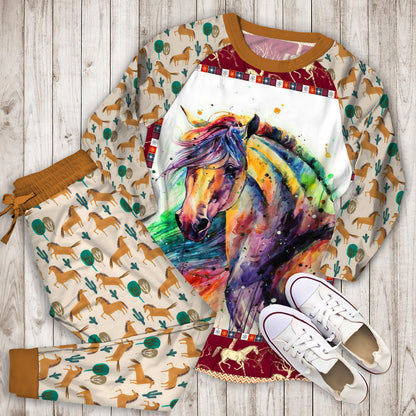 Horse Horse Pajama Set | Pajamas | Cotton Sleepwear Sets | Soft Long Sleeve Pjs | Raglan Shirt and Pants Set
