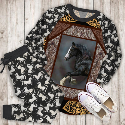 Horse Horse Pajama Set | Pajamas | Cotton Sleepwear Sets | Soft Long Sleeve Pjs | Raglan Shirt and Pants Set