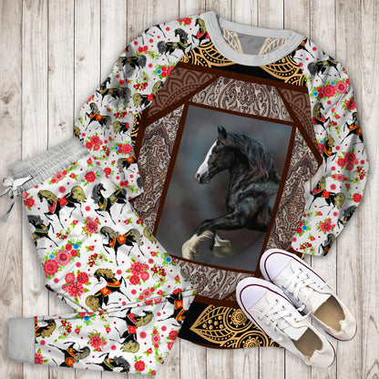 Horse Horse Pajama Set | Pajamas | Cotton Sleepwear Sets | Soft Long Sleeve Pjs | Raglan Shirt and Pants Set