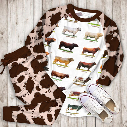 Cow Cattle Collection Pajama Set | Pajamas | Cotton Sleepwear Sets | Soft Long Sleeve Pjs | Raglan Shirt and Pants Set
