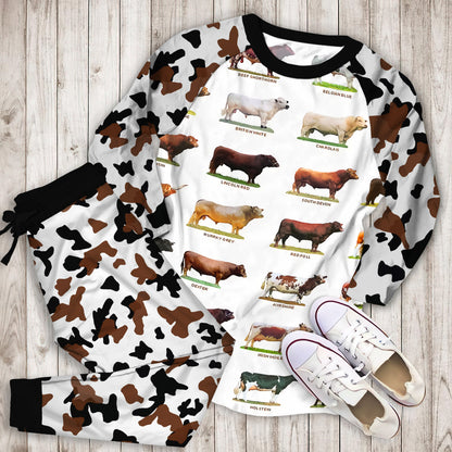 Cow Cattle Collection Pajama Set | Pajamas | Cotton Sleepwear Sets | Soft Long Sleeve Pjs | Raglan Shirt and Pants Set