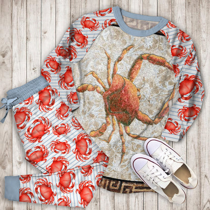 Crab Pajama Set |Sleepwear Pjs Sets | Raglan Shirt Pants Set