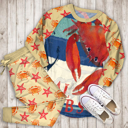 Crab Pajama Set | Pajamas | Cotton Sleepwear Sets | Soft Long Sleeve Pjs | Raglan Shirt and Pants Set