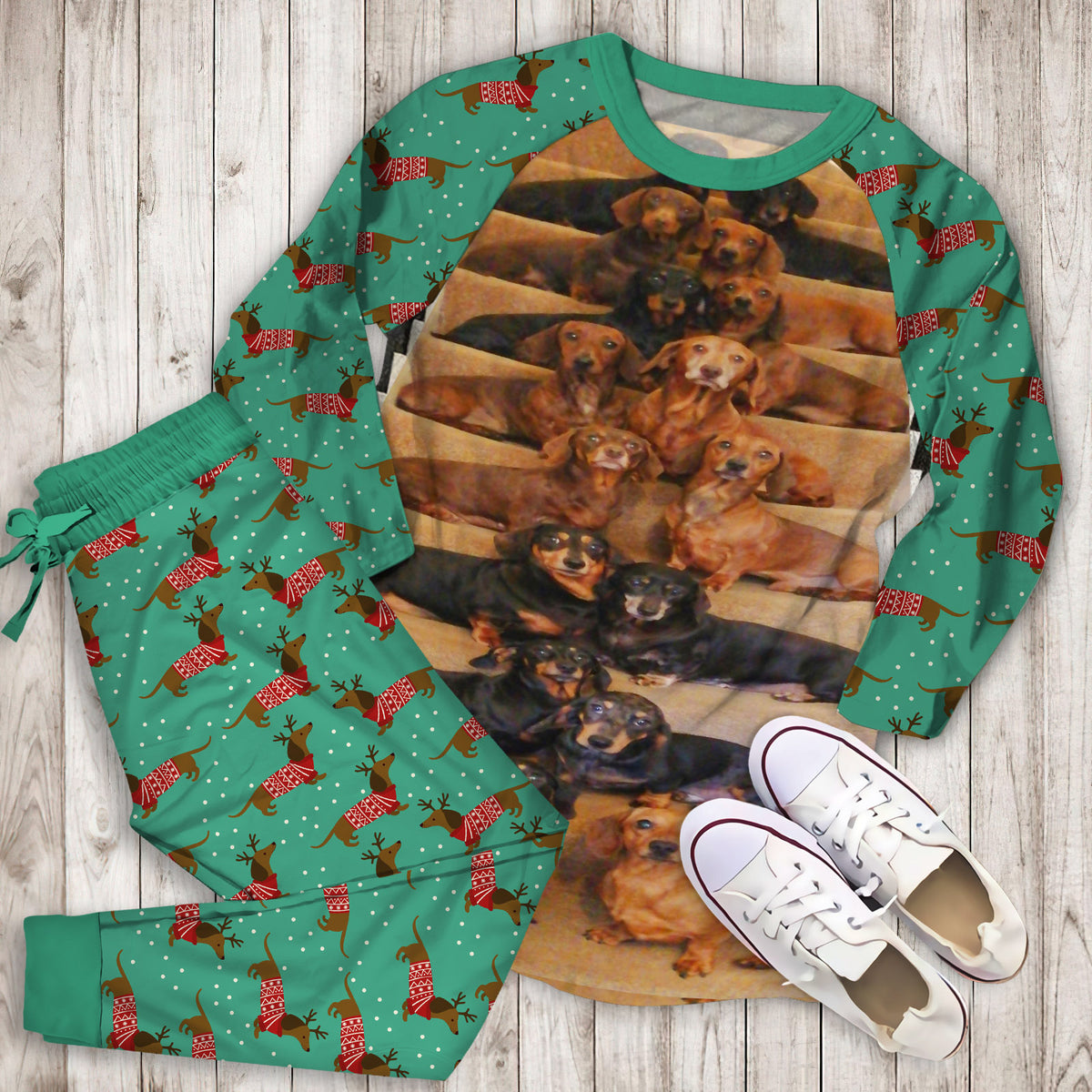 Dachshund Pajama Set | Pajamas | Cotton Sleepwear Sets | Soft Long Sleeve Pjs | Raglan Shirt and Pants Set