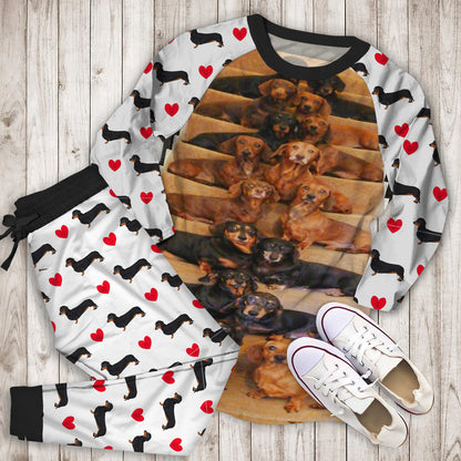 Dachshund Pajama Set | Pajamas | Cotton Sleepwear Sets | Soft Long Sleeve Pjs | Raglan Shirt and Pants Set